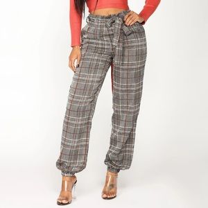 Sarina Plaid Silky Joggers